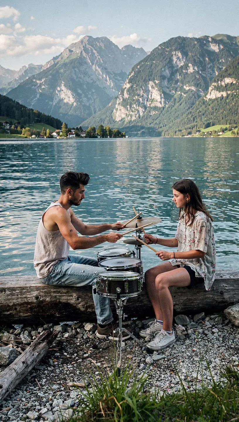 Ein Schüler folgt einem Online-Video-Tutorial für Schlagtechnik.