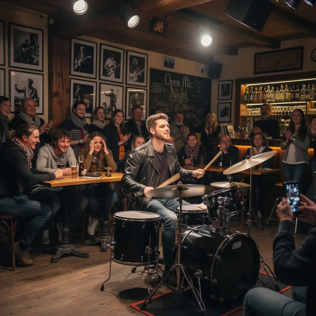 Ein Schüler folgt einem Online-Video-Tutorial für Schlagtechnik.