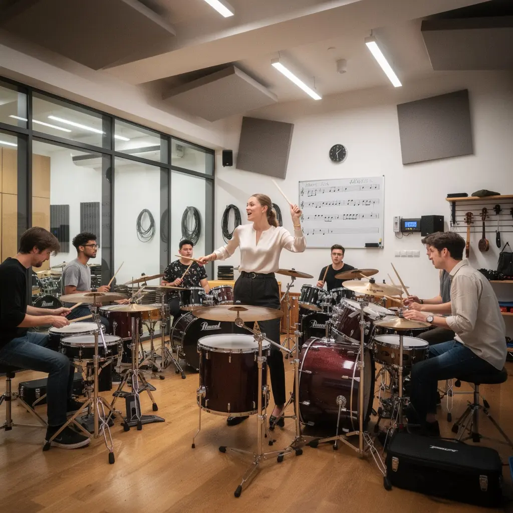 Ein Schüler folgt einem Online-Video-Tutorial für Schlagtechnik.