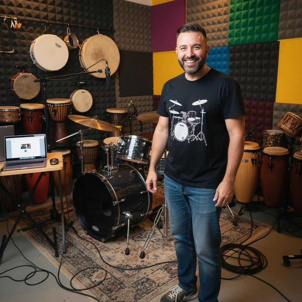 Ein Lehrer erklärt die Grundlagen des Rhythmus mit einer Notationstafel.